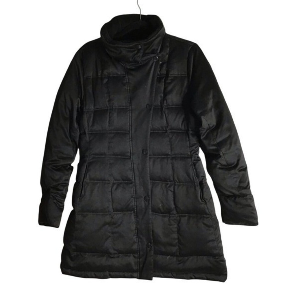 DKNY Black Quilted Puffer Coat Down Feather Blend Mock Neck Size‎ M
